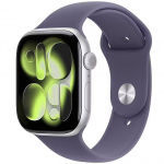 Apple Watch Series 11 GPS 46mm Silver Aluminium Case with Purple Fog Sport Band - M/L,Model A3333, MEVA4RK/A | MEVA4RK/A | 195950632262