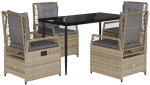 vidaXL 5-osaline aiam&ouml;&ouml;bli komplekt patjadega, beige, pol&uuml;rotang | 3263001 VidaXL | 8721102394270