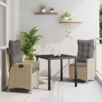 vidaXL 3-osaline aiam&ouml;&ouml;bli komplekt koos patjadega Beige pol&uuml;rotang | 3380512 | 8721288654328