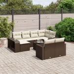 vidaXL 11-osaline aiam&ouml;&ouml;bli komplekt patjadega, Brown, PE rattan | 3228913 | 8721012995895