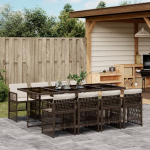 vidaXL 9-osaline aiam&ouml;&ouml;bli komplekt koos patjadega, Brown, PE rattan | 3210921 | 8721012293793