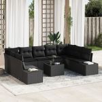 vidaXL Aiam&ouml;&ouml;bli komplekt 10-osaline Black Rotang, Pol&uuml;ester, Teras | 3347233 | 8721158968197