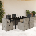 vidaXL 7-osaline aiam&ouml;&ouml;bli komplekt patjadega, hall, PE rattan | 3262900 VidaXL | 8721102393266