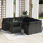 vidaXL 9-osaline aiam&ouml;&ouml;bli komplekt patjadega Black Rotang Pol&uuml;ester, vidaXL 2-kohaline aiam&ouml;&ouml;bel patjadega Black Rotang Pol&uuml;ester | 3348439 | 8721158985538