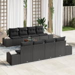 vidaXL 9-osaline aiam&ouml;&ouml;bli komplekt patjadega Black pol&uuml;rotang akatsia | 3347933 | 8721158980472