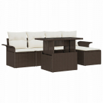 vidaXL 6-osaline aiam&ouml;&ouml;bli komplekt patjadega Brown pol&uuml;rotangist | 3357001 | 8721288372048