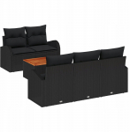 6-osaline aiam&ouml;&ouml;bli komplekt vidaXL koos patjadega Black pol&uuml;rotang Akaatsia, 2-kohaline aiam&ouml;&ouml;bel vidaXL hoiukastiga ja patjadega Black pol&uuml;rotang | 3356189 | 8721288364609