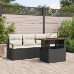 vidaXL 5-osaline aiam&ouml;&ouml;bli komplekt patjadega Black pol&uuml; rattan akatsia | 3349641 | 8721158997555
