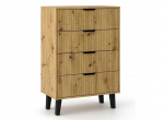 SCANDI 4S SLIM OAK ARTISAN CHEST OF DRAWERS | M-MP-K-SCA-4S/SLIM-ART | 5900354140474