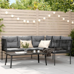 vidaXL Ogrodowy zestaw mebli z poduszkami, Black, stal i textilene | 3283745 | 8721102687273