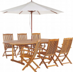 Beliani Zestaw ogrodowy drewniany 6-osobowy MAUI z parasolem | 360800 Bel | 4255664807502
