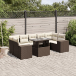 vidaXL 8-osaline aiam&ouml;&ouml;bli komplekt patjadega, Brown | 3269043 | 8721102421761