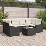vidaXL Zestaw 7 Częściowy Sof Ogrodowych z Poduszkami Black Poli Rattan | 3346617 | 8721158962034