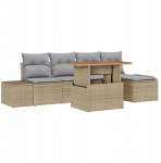vidaXL 6-osaline aiam&ouml;&ouml;bli komplekt koos patjadega Beige pol&uuml;rattan Akaatsia | 3349951 | 8721158230652