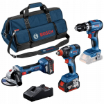 Zestaw elektronarzędzi Bosch Bosch professional set 18V: GSB 18V-45 + GDX 18V-200 + GWS 18V-7, tool set (blue, 2x Li-ion battery 5.0Ah, tool bag) | 0615990N31 | 4059952687360