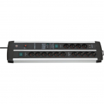 Brennenstuhl Premium-Protect-Line Steckdosenleiste 14-fach Duo (Black/silber, 3 Meter, 120.000A &Uuml;berspannungsschutz, 2x USB) | 1392000232 | 4007123662951