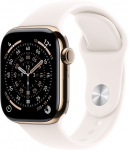 Apple Watch Series 11 GPS + Cellular 42mm Gold Titanium Geh&auml;use mit Sport Band (light blush) - S/M | MF8W4ZR/A | 0195950629460
