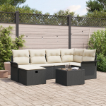 vidaXL 7-częściowy zestaw sof ogrodowych z poduszkami Black polirattan | 3358886 | 8721288390899