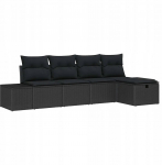 vidaXL 5-osaline aiam&ouml;&ouml;bli komplekt pol&uuml;rotangist patjadega Black | 3359362 | 8721288395658