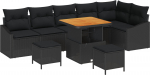 vidaXL 9-osaline aiam&ouml;&ouml;bli komplekt patjadega Black pol&uuml;rattan akatsia | 3362669 | 8721288427885