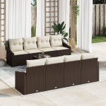 vidaXL 9-osaline aiam&ouml;&ouml;bli komplekt patjadega Brown pol&uuml;rotangist | 3346648 | 8721158962348