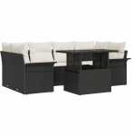 Aiam&ouml;&ouml;bli komplekt vidaXL 7-osaline koos patjadega Black pol&uuml;rotang, 2-kohaline aiam&ouml;&ouml;bel vidaXL hoiuruumiga ja patjadega Black pol&uuml;rotang | 3356950 | 8721288371539