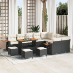 vidaXL Aiam&ouml;&ouml;bli komplekt 13 osa patjadega Black rattan akatsia, S&ouml;&ouml;gikomplekt 4 osa patjadega Black rattan akatsia | 3365170 | 8721288452894