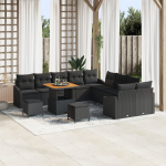 13-osaline aiam&ouml;&ouml;bli komplekt diivaniga, patjadega, must, pol&uuml;rattan, akaatsia | 3362709 | 8721288428288