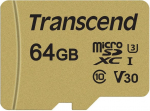 M&auml;lukaart Transcend 500S MicroSDXC 64 GB Class 10 UHS-I/U3 V30 (TS64GUSD500S) | TS64GUSD500S | 0760557841234