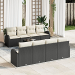 vidaXL 9-osaline aiam&ouml;&ouml;bli komplekt patjadega Black pol&uuml;rotang | 3345967 | 8721158955531