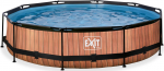 Exit Toys Wood Pool, Frame Pool O 360x76cm, swimming pool (brown, with filter pump) | 30.12.12.10 | 8719874703420