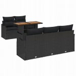 vidaXL 6-osaline aiam&ouml;&ouml;bli komplekt patjadega Black pol&uuml;rotang akatsia | 3349400 | 8721158995148