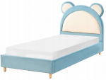 Beliani Ł&oacute;żko dziecięce Miś Welur MAILLES 90 x 200 cm Blue | 621722   Bel | 4069605021908