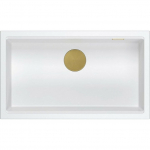 Zlewozmywak GraniteQ LOGAN 110 GraniteQ zlewozmywak snow white 76x44x23,5 cm 1-komorowy wpuszczany z syfonem manualnym złoty | HQD7644U1_PVDG1_I-QDR | 5905505500046