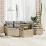 vidaXL 6-osaline aiam&ouml;&ouml;bli komplekt pol&uuml;rotangist koos patjadega Beige | 3348986 | 8721158991003