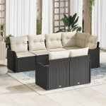 vidaXL 7-częściowy zestaw sof ogrodowych z poduszkami Black Polirattan | 3354406 | 8721288346773