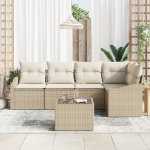 vidaXL 6-osaline aiam&ouml;&ouml;bli komplekt pol&uuml;rotangist koos patjadega Beige | 3355400 | 8721288356710