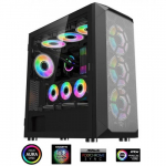 1stCOOL MiddleTower Wind Storm Black, E-ATX, USB 3.0 + komplekt 4 ARGB ventilaatoriga | ML-WSTORM-B-ARGB | 8594192891147