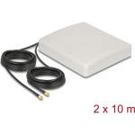 Delock LTE MIMO Antenne 2xSMA Stecker 8dBi direktional + Anschlusskabel RG58 10m | 89891 | 4043619898916