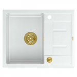 Zlewozmywak GraniteQ MORGAN 116 GraniteQ zlewozmywak snow white z syfonem Push To Open kol. złoty 1-komorowy z/o + zaczepy 4 szt | brak | 5904310996952