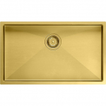 Quadron | ANTHONY 80 | stalowy zlewozmywak kuchenny ZŁOTO PVD | wymiary: 74 x 44 x 20,5 cm | 1-komorowy podwieszany/wpuszczany | podbudowa szafki: od 80 cm | brak | 5906954206381