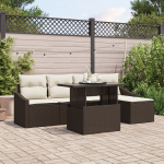 vidaXL Aiam&ouml;&ouml;bli komplekt 6-osaline Brown pol&uuml;rotang | 3357721 | 8721288379245