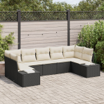vidaXL Zestaw 7-częściowy sof ogrodowych z poduszkami Black polirattan | 3355876 | 8721288361479