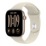 Pulkstenis Apple Watch Series 12 GPS + Cellular 42mm Light Gold Aluminium Case with Sand Sport Band - S/M | MJG24ET/A