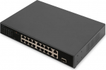 DIGITUS Switch 16-Port 10/100 32W PoE      Black | DN-95355 | 4016032485056
