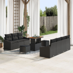 vidaXL 10-osaline aiam&ouml;&ouml;bli komplekt patjadega must pol&uuml;rattan akaatsia, vidaXL 2-kohaline diivan patjadega must pol&uuml;rattan, vidaXL 3-osaline s&ouml;&ouml;gitoakomplekt patjadega must pol&uuml;rattan akaatsia | 3362619 | 8721288427380