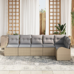 6-osaline vidaXL aiam&ouml;&ouml;bli komplekt koos patjadega Beige pol&uuml;rotangist diivan | 3354729 | 8721288350008