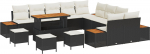 14-osaline aiam&ouml;&ouml;bli komplekt vidaXL diivan patjadega Black pol&uuml;rotang Akaatsia | 3362980 | 8721288430991