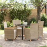 vidaXL 5-osaline aiam&ouml;&ouml;bli komplekt koos patjadega Beige pol&uuml;rotangist | 3381101 | 8721288660213