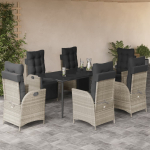 vidaXL 7-osaline aiam&ouml;&ouml;bli komplekt koos patjadega, hall, PE rattan | 3213466 VidaXL | 8721012331990